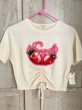 Stargazer Sweet Strawberry Ruched Crop Top | Small | NWT